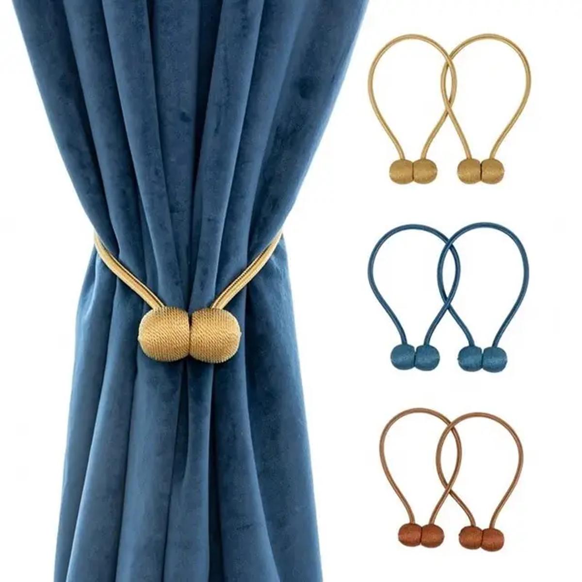 Picture of Magnetic Pearl Ball Curtain Tiebacks Set of 2 Easy to Use Home Decor