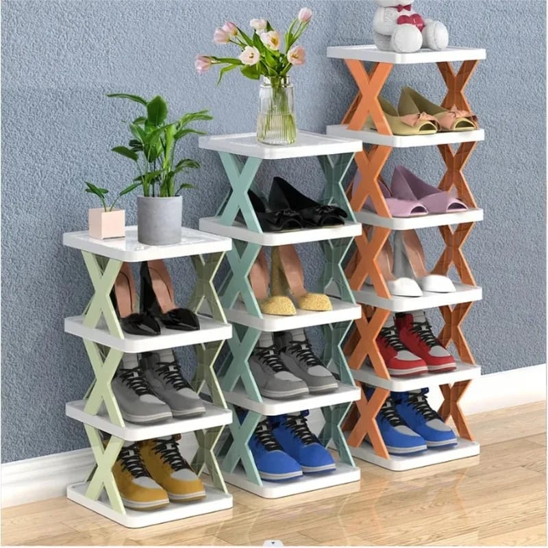 Picture of simple x shoe rack small shoe cabinet at home entrance multilayer space saving storage folding rack storage shoe cabinets