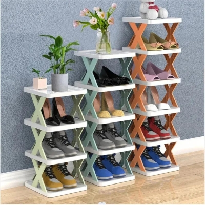 Picture of simple x shoe rack small shoe cabinet at home entrance multilayer space saving storage folding rack storage shoe cabinets