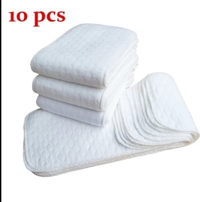 Picture of 10Pcs/5Pcs/3Pcs Set Reusable Baby Diapers Cloth Diaper panties 3 Layer Insert 100% Cotton Washable Baby Care reusable Eco-friendly Diaper