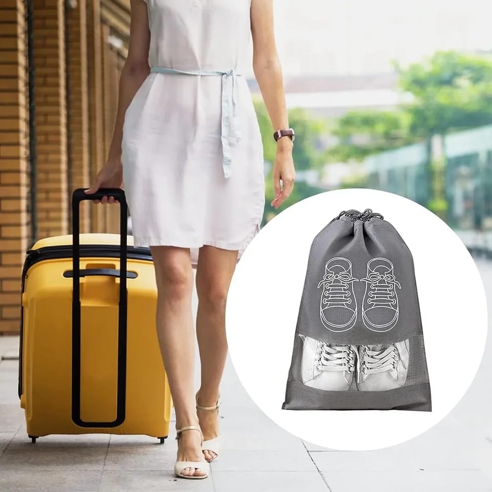 Picture of 1/2 pcs Shoes Storage Bags Closet Organizer Non-woven Travel Portable Bag Waterproof Pocket Clothing Classified Hanging Bag