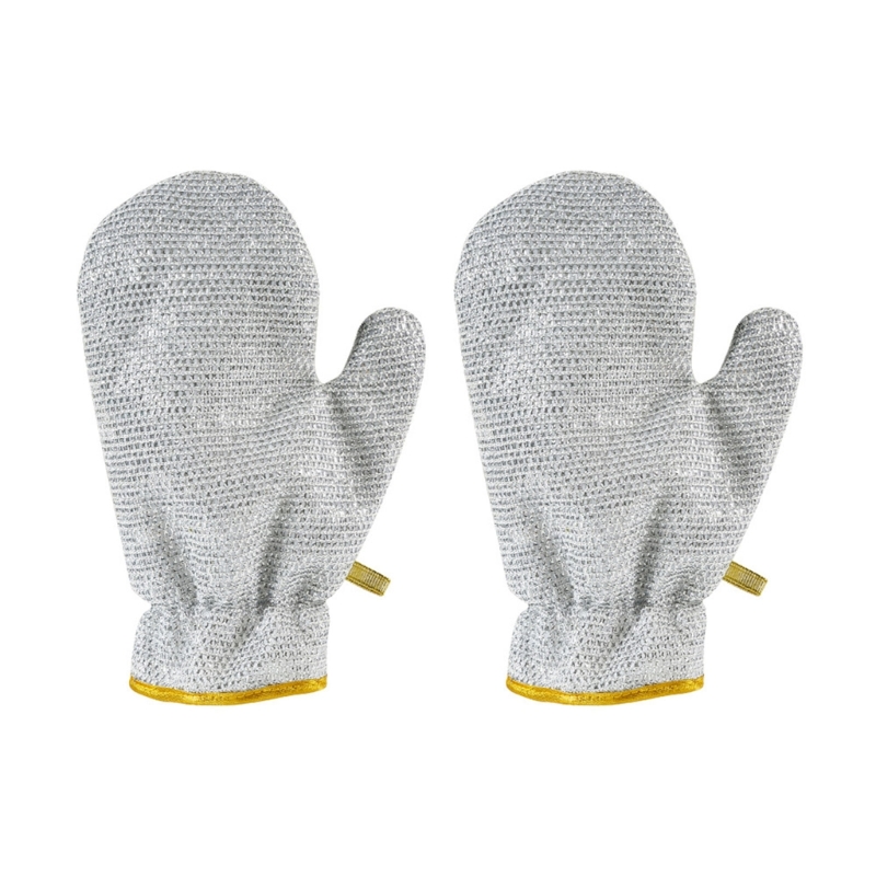 Picture of 2PCS Silver Wire Dishwashing Gloves PVC Non Scratch Metal Wire Dishcloth