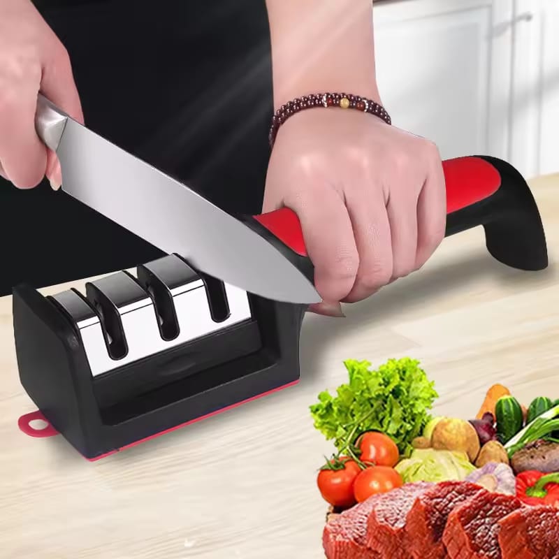 Picture of Plastic and Stainless Steel Knife Sharpener Effortlessly Enhances Blade's Sharpness, Ensuring Optimal Cutting Performance and Durability