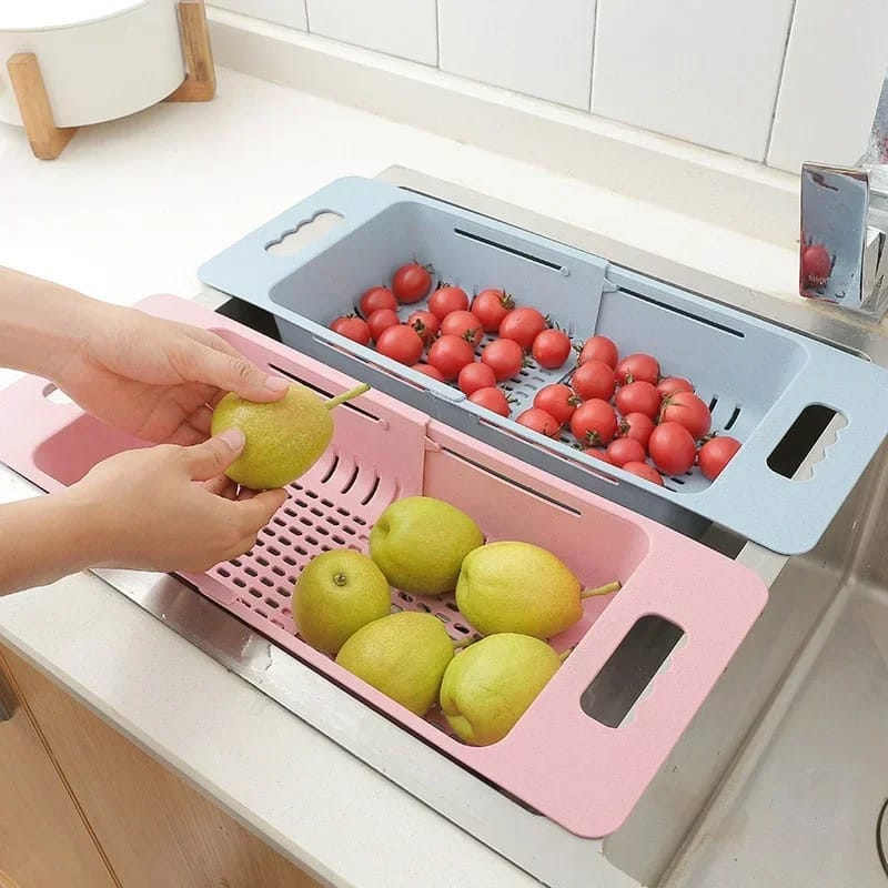 Picture of Drain basket bowl rack Kitchen fruit basin storage rack sink retractable sink storage rack