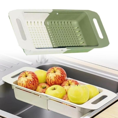 Picture of Drain basket bowl rack Kitchen fruit basin storage rack sink retractable sink storage rack