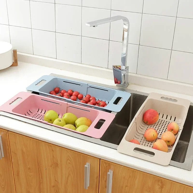 Picture of Drain basket bowl rack Kitchen fruit basin storage rack sink retractable sink storage rack