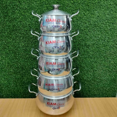 Picture of Kiam Heavy Thick Base Belly Shape Saucepan  Set 10 in 1- 10 pcs set 