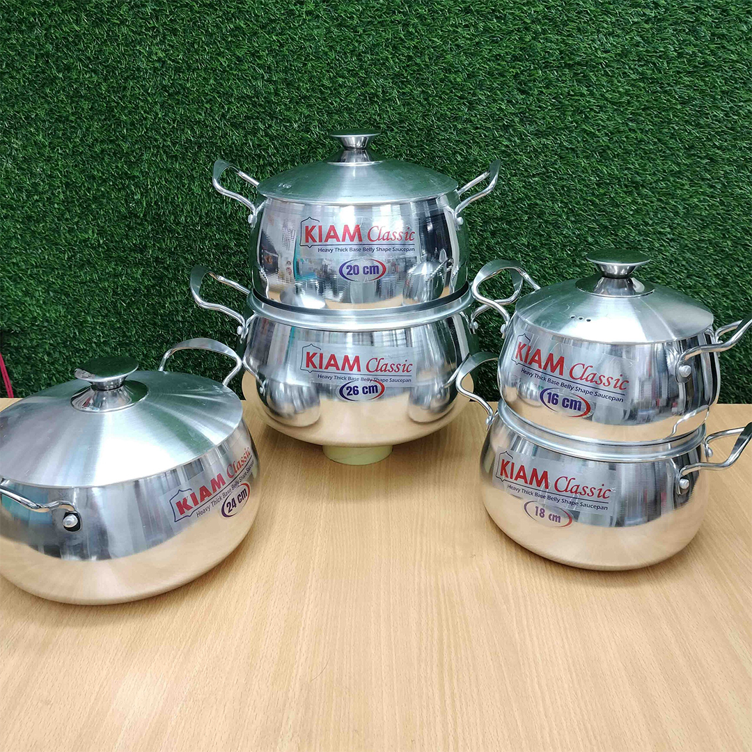 Picture of Kiam Heavy Thick Base Belly Shape Saucepan  Set 10 in 1- 10 pcs set 