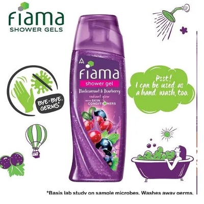 Picture of International Indian Product Fiama body wash shower gel used for male / female Purple color - 250 ml