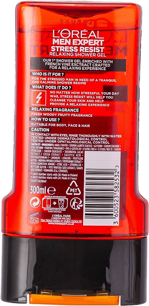 Picture of International Thailand product Loreal Shower gel STRESS RESIST used for male - 300 ml
