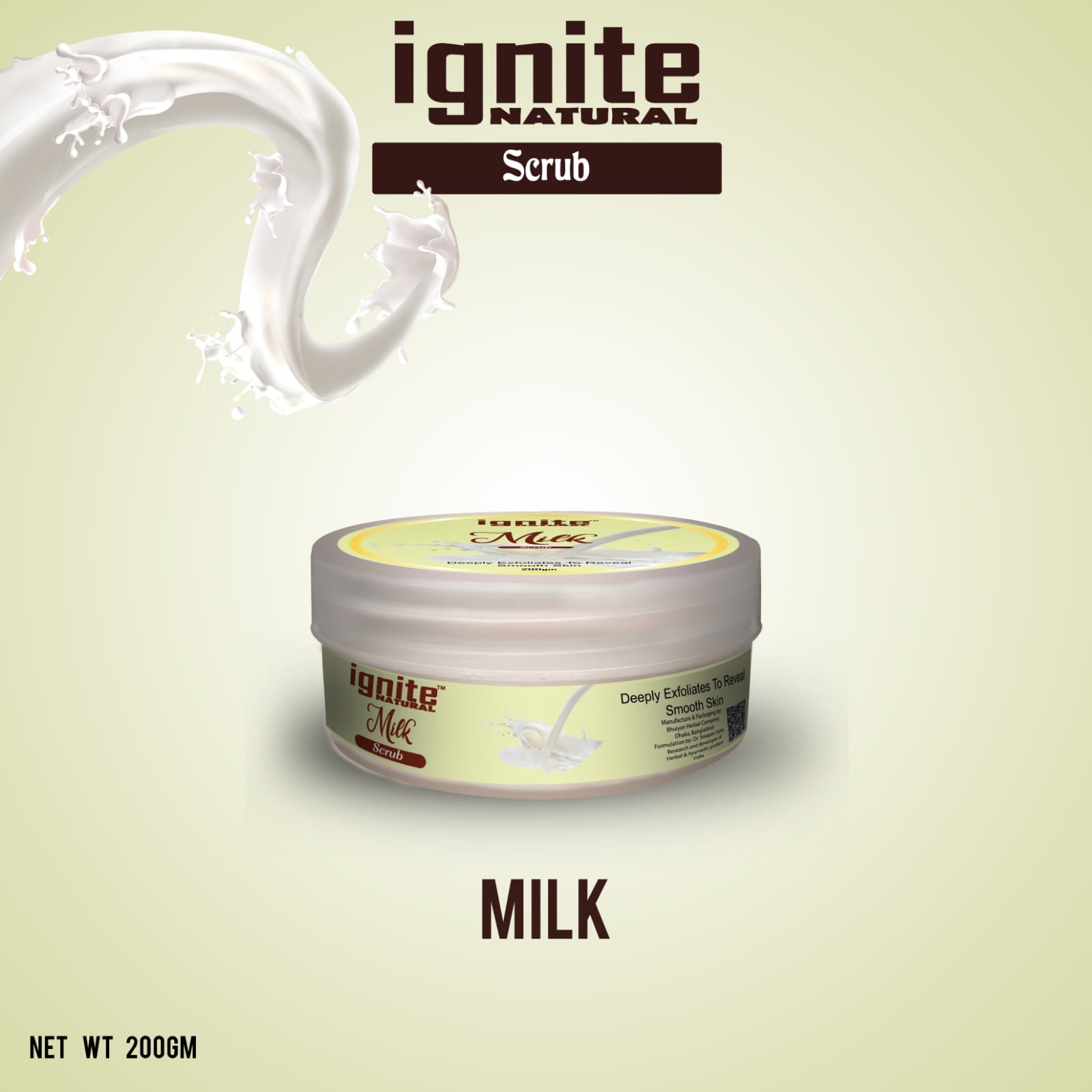 Picture of BSTI Approved Indian product Ignite body scrub Milk used for male/ female - 200 gm