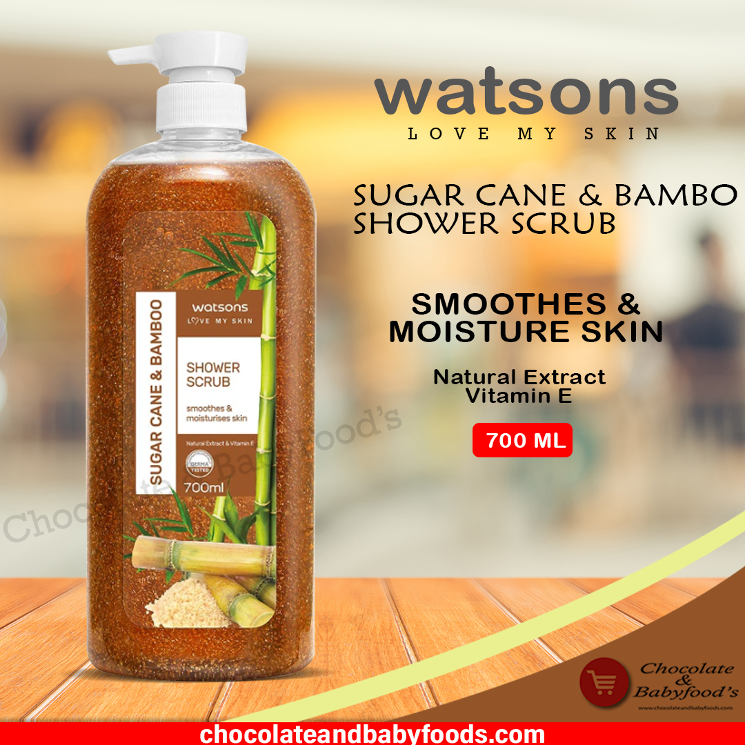 Picture of International Thailand product Body wash Shower scrub Watsons SUGAR CANE & BAMBOO used for male / female - 700 ml
