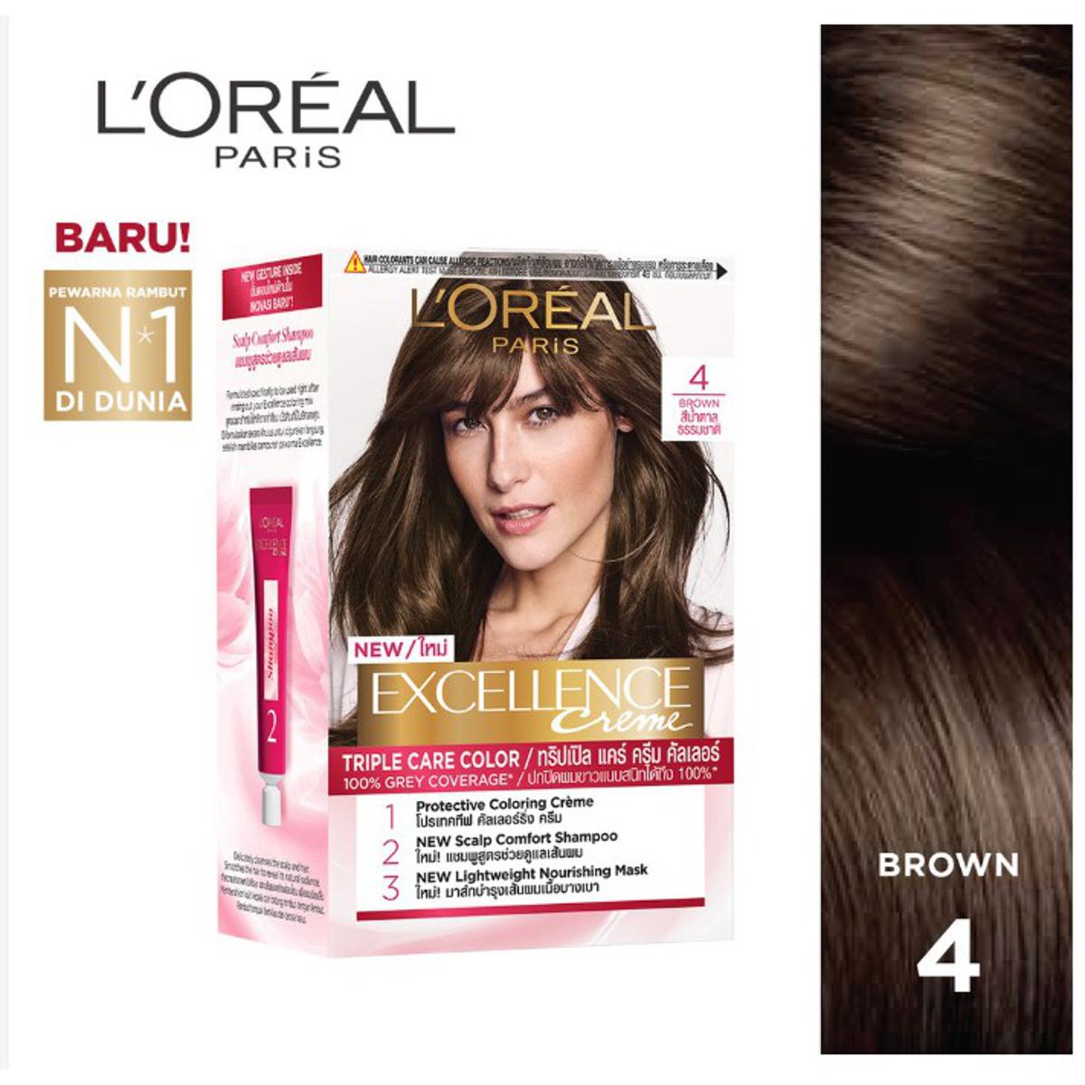 Picture of International Thailand product smart looking Hair color L'Oréal shade no 4 used for male/female - 205 ml