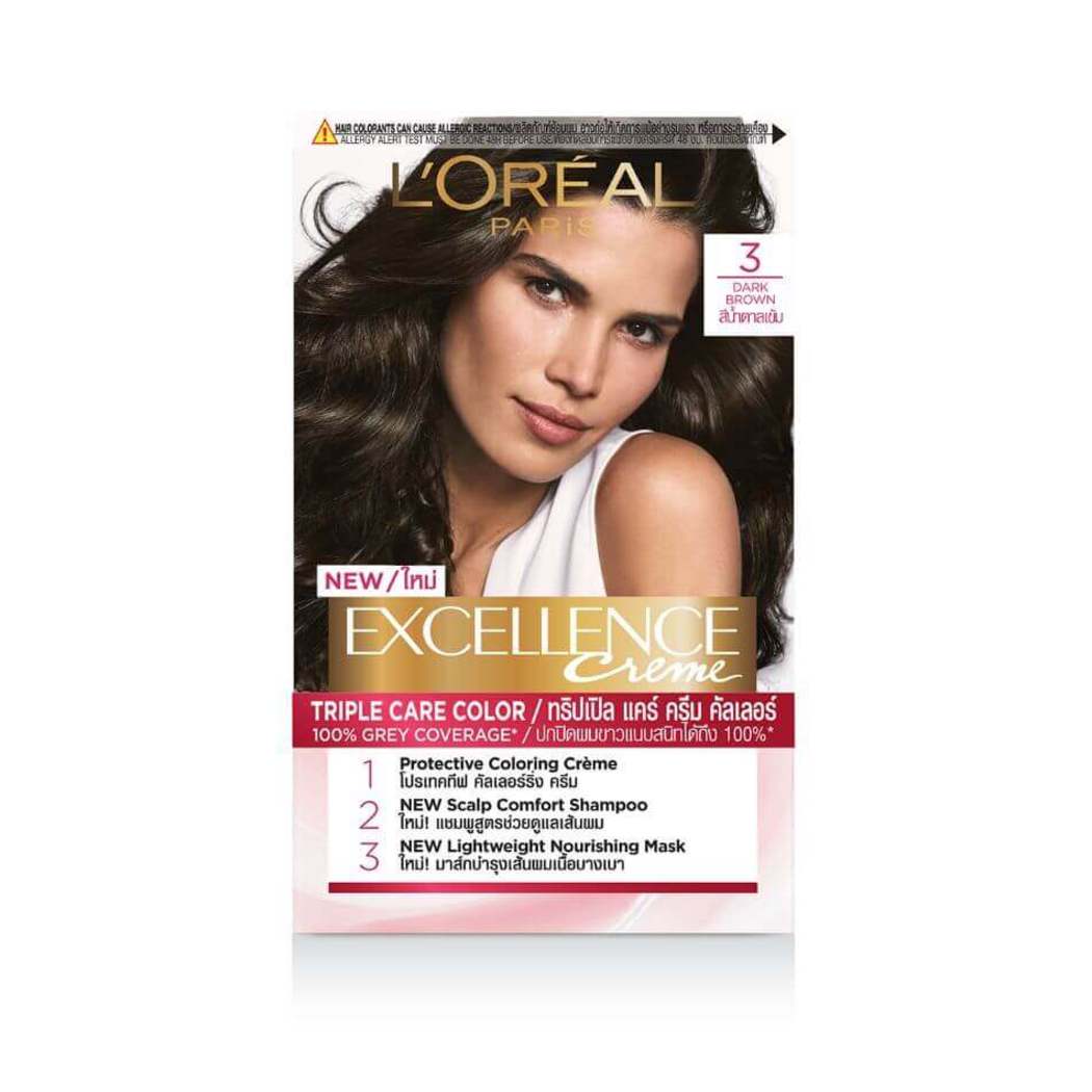 Picture of International Thailand product smart looking Hair color L'Oréal shade no 3 used for male/female - 205 ml