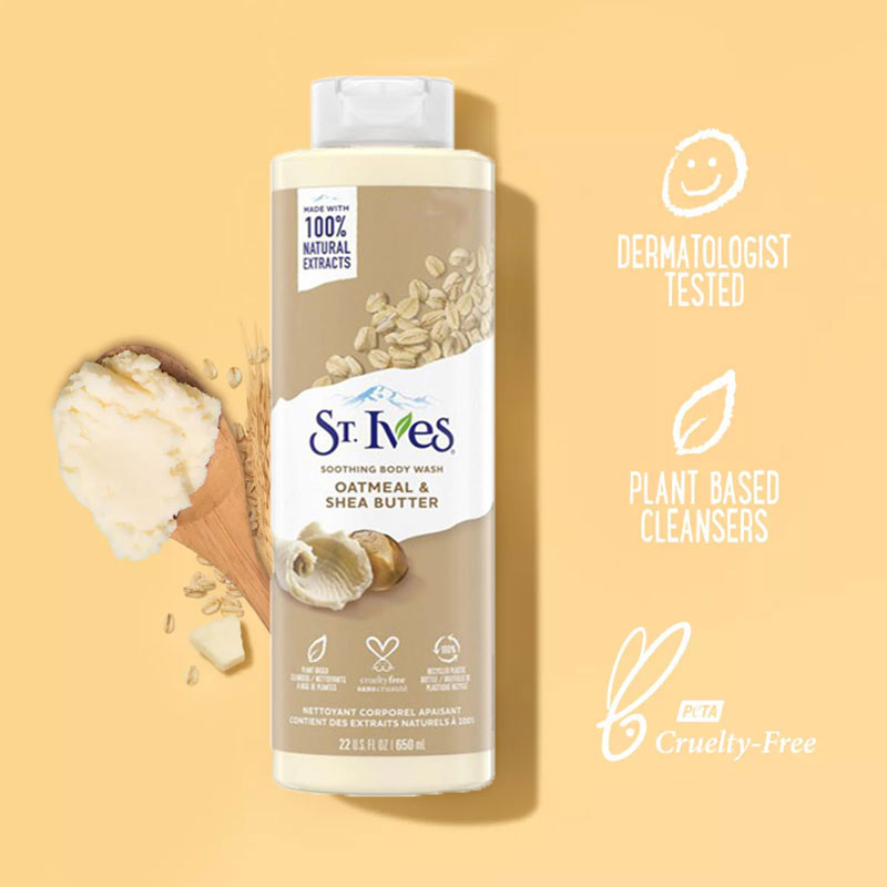 Picture of International USA product ST Ives OATMEAL & SHEA BUTTER Shower gel body wash used for Male/ female - 650 ml
