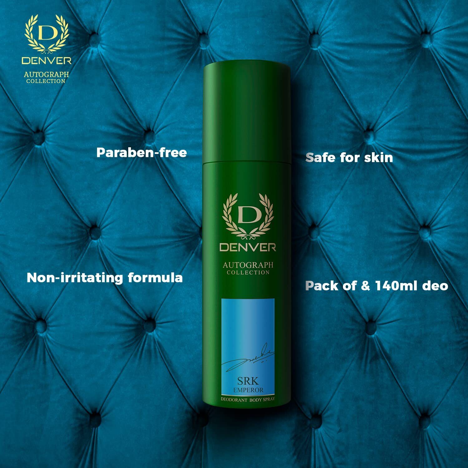 Picture of Indian product Body perfume perty scent Denver Autograph Collection Emperor used for male/female - 140 ml