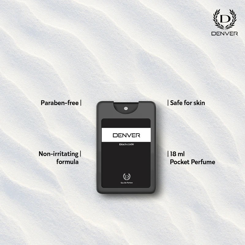 Picture of International Indian product Body perfume Pocket scent Denver Black Code HAMILTON Used for male - 18 ml