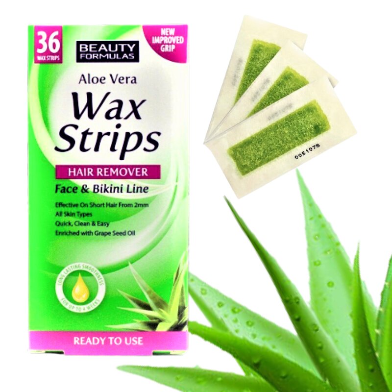 Picture of International UK product Skin care Aloe Vera Wax Strips Hair Remover Legs & Body used for male/ female - 36 pcs
