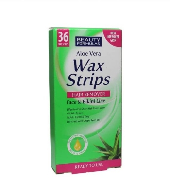 Picture of International UK product Skin care Aloe Vera Wax Strips Hair Remover Legs & Body used for male/ female - 36 pcs