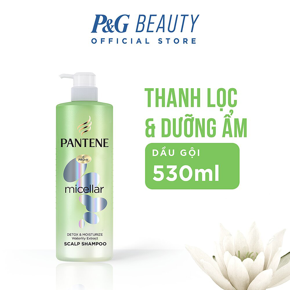 Picture of International France product Hair care Pantene micellar Detox & Moisturize Waterlily Extract Scalp Shampoo used for male/ female - 530 ml
