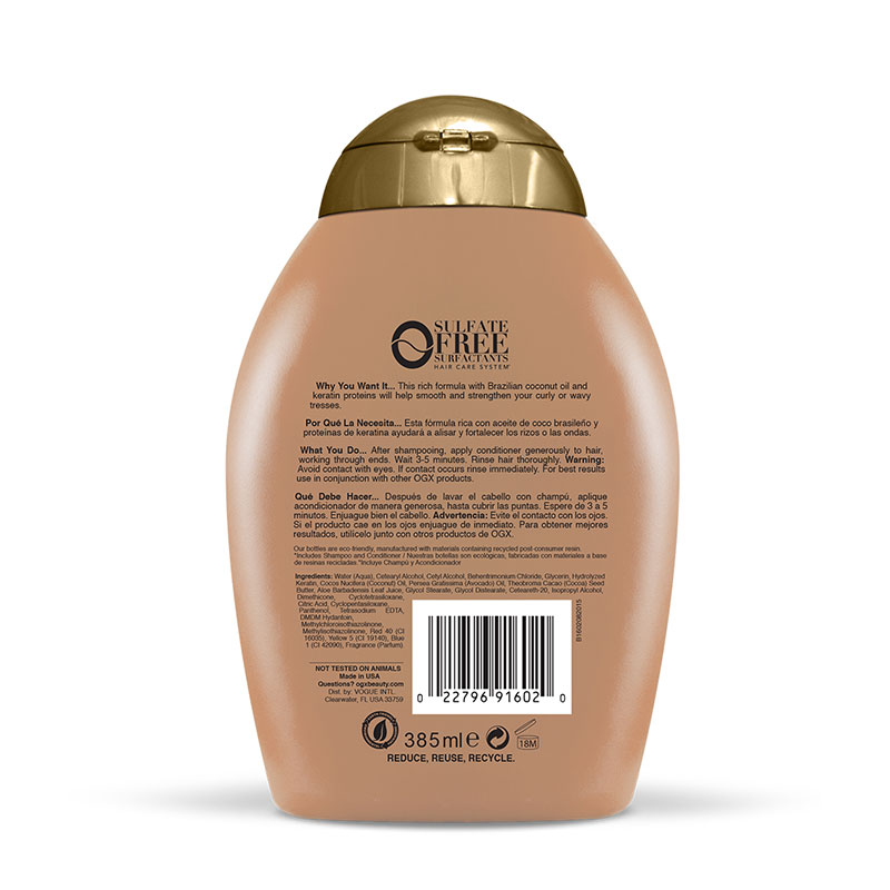 Picture of International Germany product Hair care Ogx ever straightening + brazilian keratin therapy shampoo used for male/ female - 385 ml