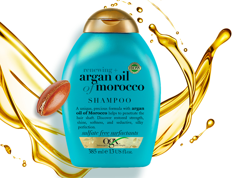 Picture of International Germany product Hair care Ogx oil of Morocco shampoo used for male/ female - 385 ml