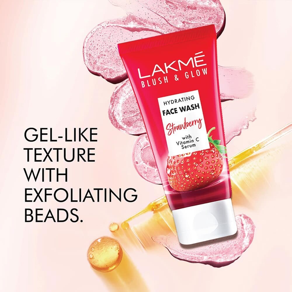 Picture of Indian product skin care blush & glow Strawberry with vitamin c serum face wash used for male/female - 100 gm