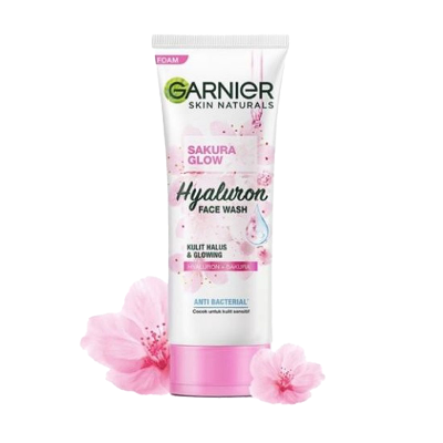 Picture of International European product Skin care Garnier sakura glow hyaluron face wash used for male female - 100 ml