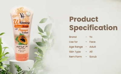 Picture of International Thailand product Skin care YC Whitening Papaya Extract face Scrub used for male/female - 175 ml