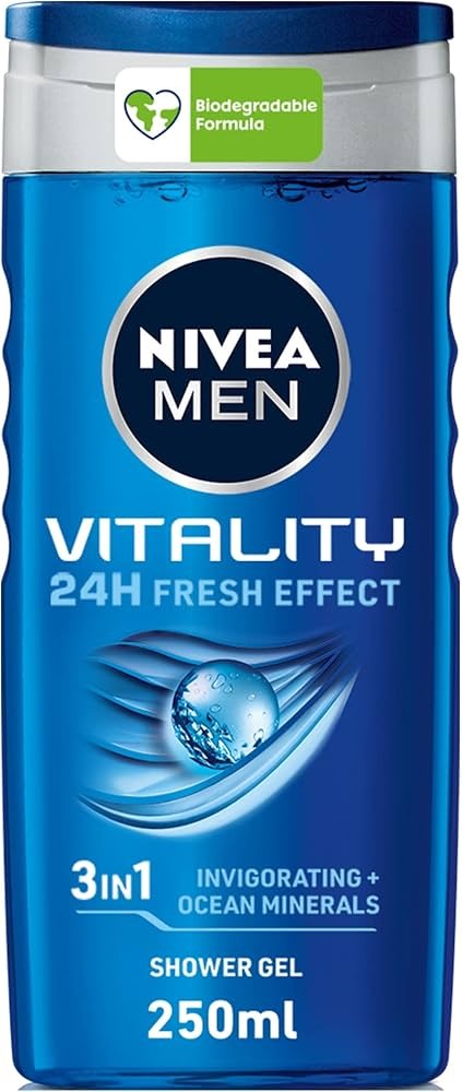 Picture of Body care International Homberg product Nivea Men body wash Vitality 3 in 1 shower gel used for male  - 250 ml
