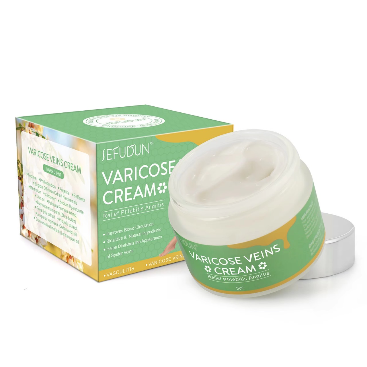 Picture of 50 gm Sefudun Varicose Veins cream International UK product used for female