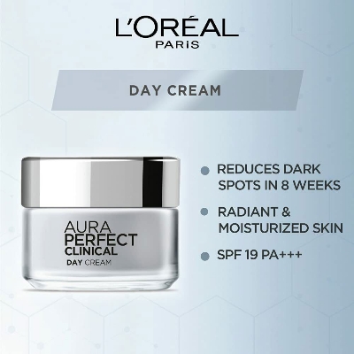 Picture of 50 ml Loreal paris Aura perfect clinical day cream International Thailand product used for male female