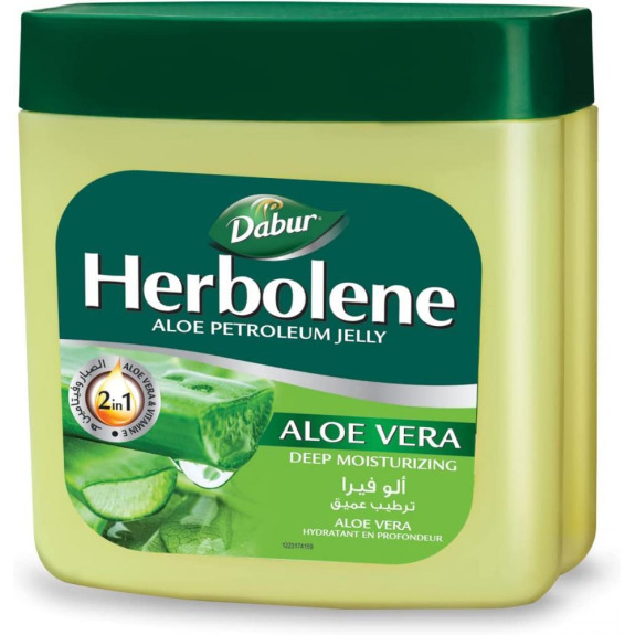 Picture of International UAE Product Skin care Dabur Herbolene Aloe Petroleum jelly 2 in 1 white used for male/female - 425 ml
