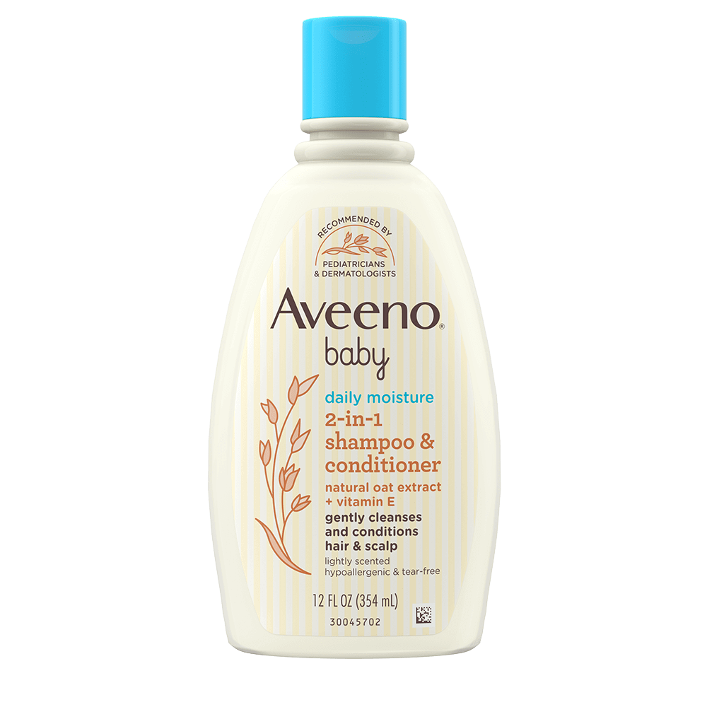 Picture of 354 ml Aveeno daily moisture 2 in 1 shampoo & conditioner International UK product used for baby