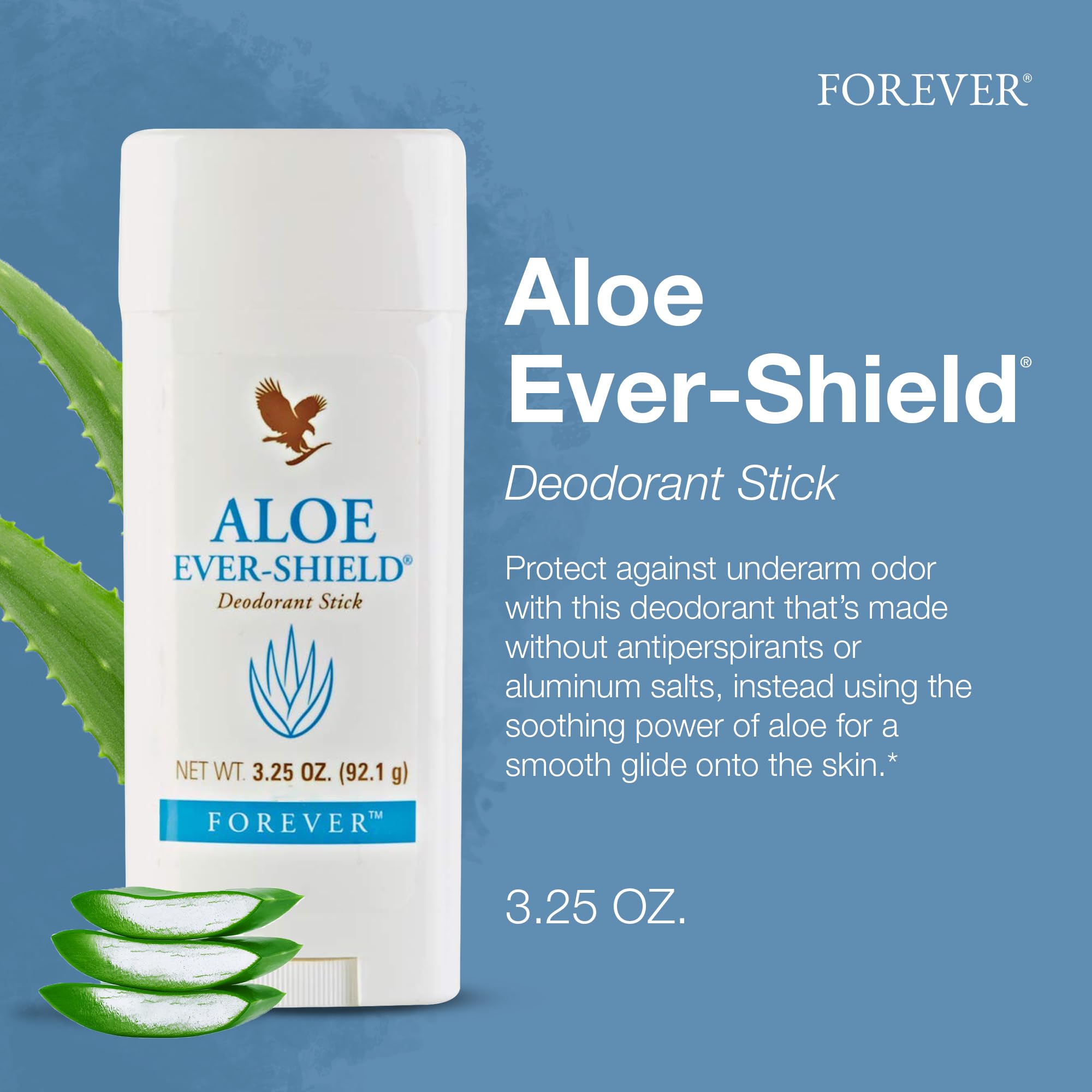 Picture of 92.1 gm Forever Aloe Ever Shield deodorant stick International USA product used for male female Picture of 92.1 gm Forever Aloe Ever Shield deodorant stick International USA product used for male female