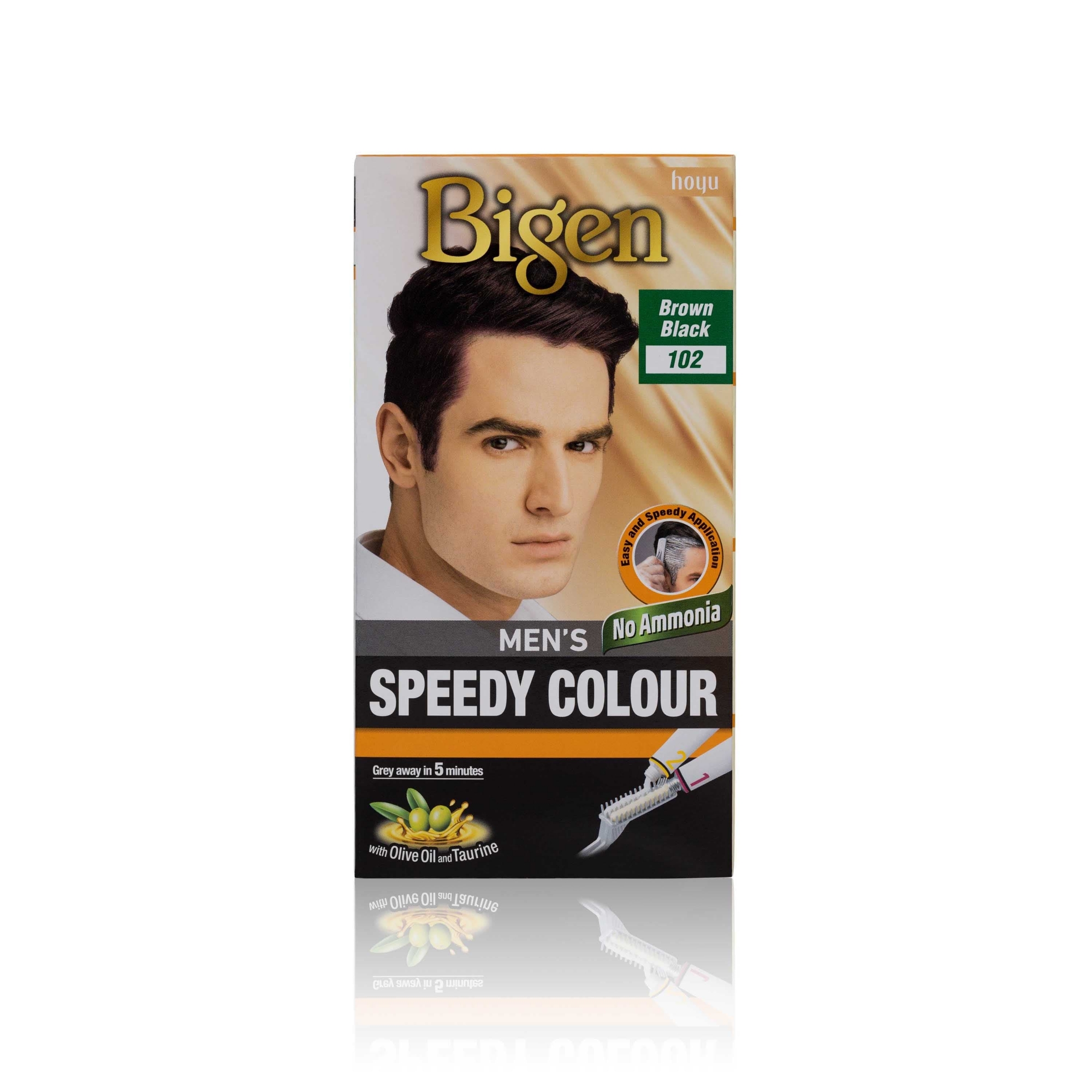 Picture of International Thailand product Bigen men's hair colour brown black shade no 102 used for male - 40 GM+ 40 GM