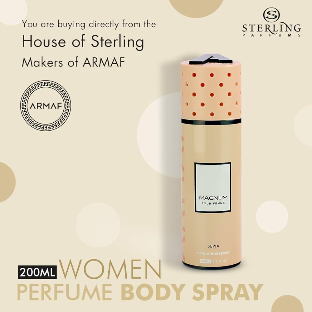Picture of 200 ml Personal care Armaf MAGNUM pure femme Sepia body spray International UAE product used for female