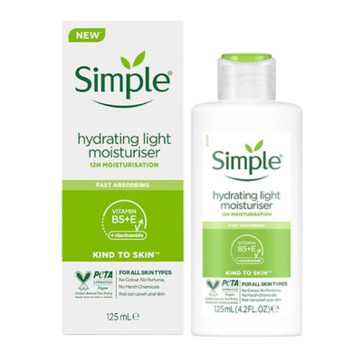 Picture of 125 ml Simple hydrating light moisturiser International UK product used for male female