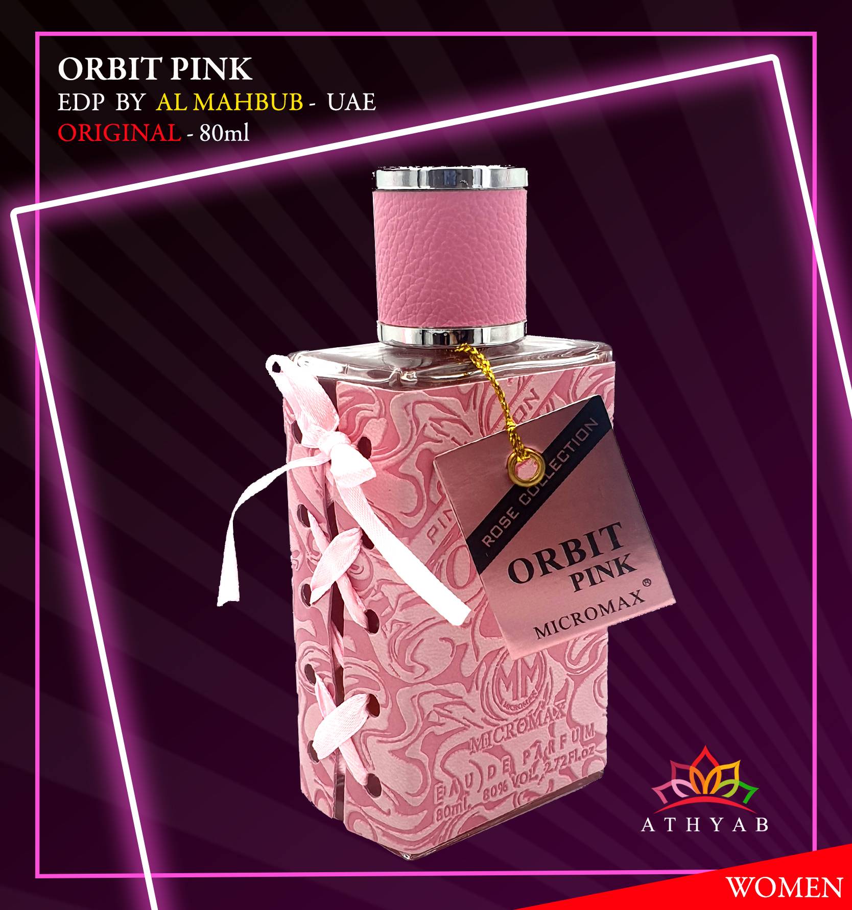 Picture of 80 ml Micro max Orbit Pink Body perfume International UAE product used for female
