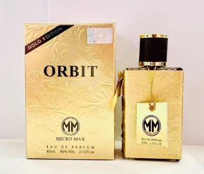 Picture of 80 ml Micro max Orbit Gold Body perfume International UAE product used for male female