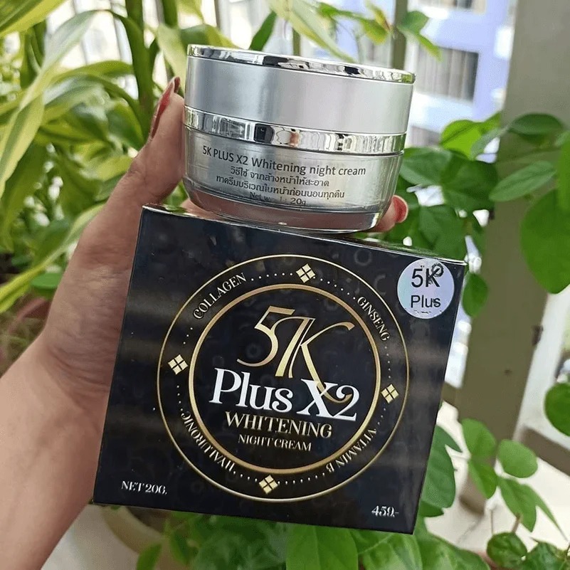Picture of 20 gm 5k plus X2 Whitening night cream international Thailand product used for female