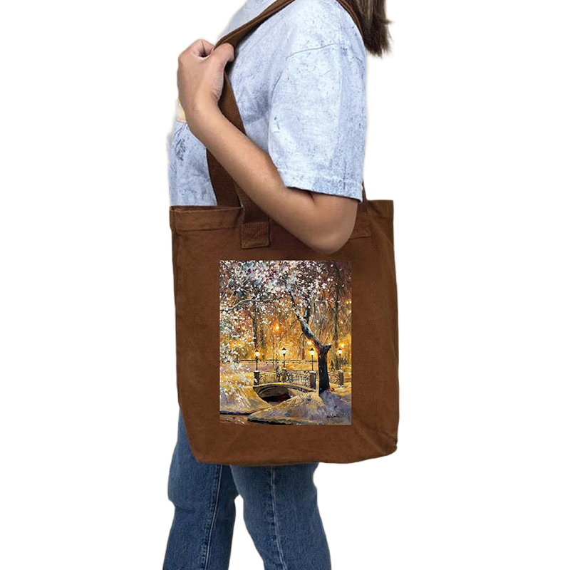 Picture of Canvas Tote Bag/Fashionable Top Handle Bag Brown Color with Zipper for girls For University/College/Trendy Fashionable Women