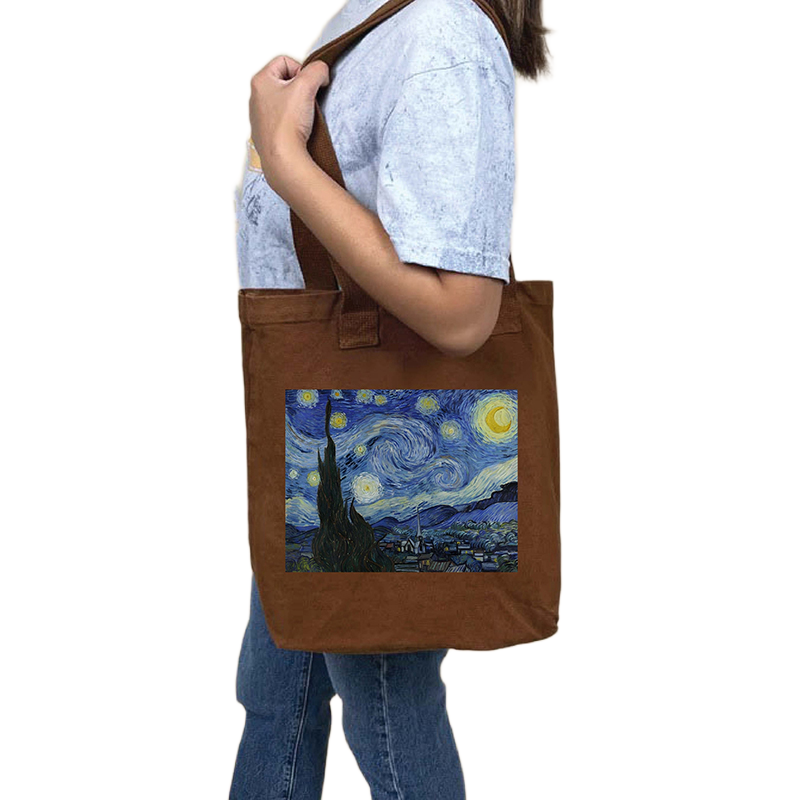 Picture of Canvas Tote Bag/Fashionable Top Handle Bag Brown Color with Zipper for girls For University/College/Trendy Fashionable Women