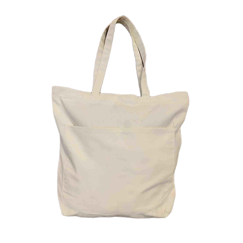 Picture of Canvas Tote Bag with Zipper and Outside Big Pockets for Trendy fashionable Girls/Stylish Canvas Tote Bag for Women