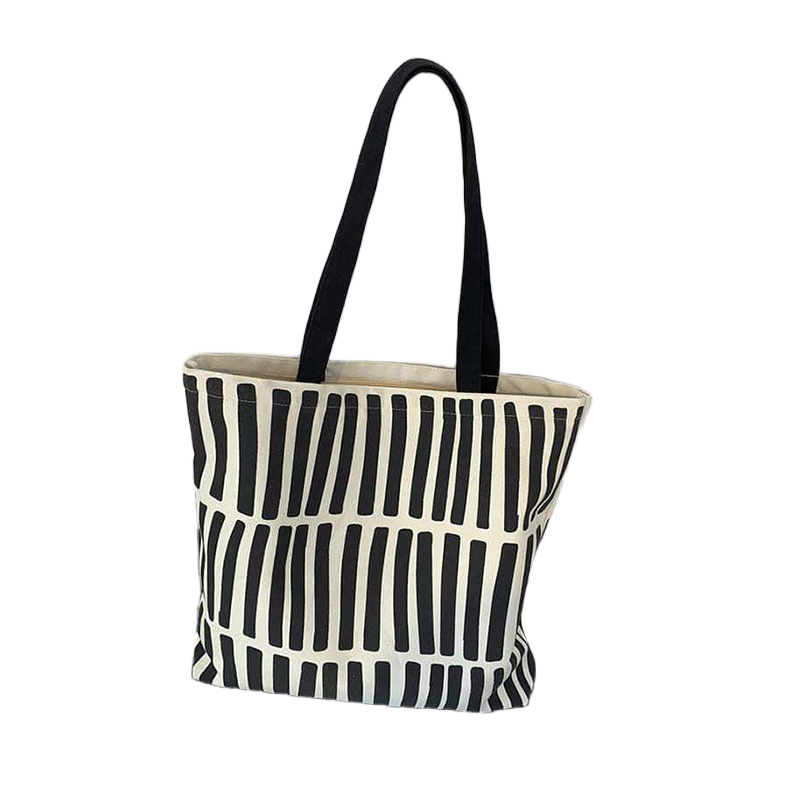 Picture of TAG Lifestyle Canvas Tote Bag/Fashionable Top Handle Bag Black Color with Zipper for girls For University/College/Trendy Fashionable Women