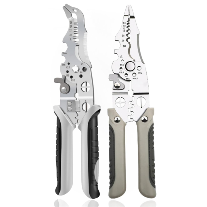 Picture of 8inch Multifunctional Wire Stripper and Crimping Tool or Professionl Electrician Stainless Steel Wire Puller Plier, wire Cutter for Wiring, Looping, Cutting, Splitting, crimping, Gripping, Twisting, Nail Pulling and Electrical Stripping Tool or Tools