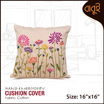 Picture of Hand-embroidery floral motif art (16"x16") cushion cover
