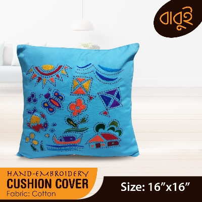 Picture of Hand-embroidery (16"×16") folk art cushion cover