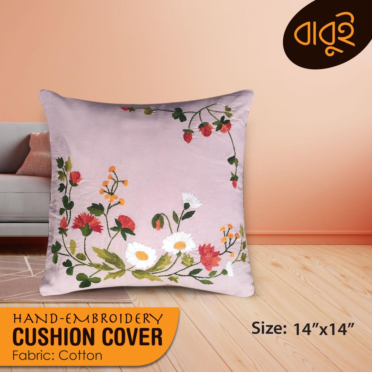 Picture of Hand embroidery (14"x14") floral motif art cushion cover