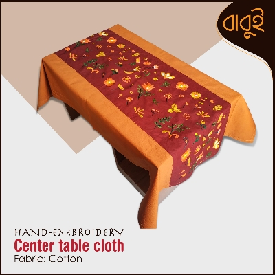 Picture of Tea table cloth with hand-embroidery (45"x30") modern floral motif art